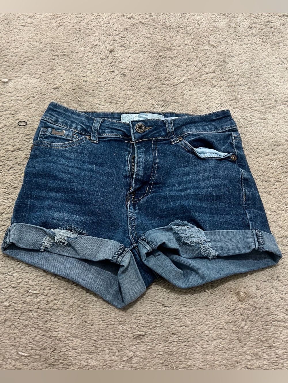 Dark Blue Denim Roll-Cuff Women's Shorts